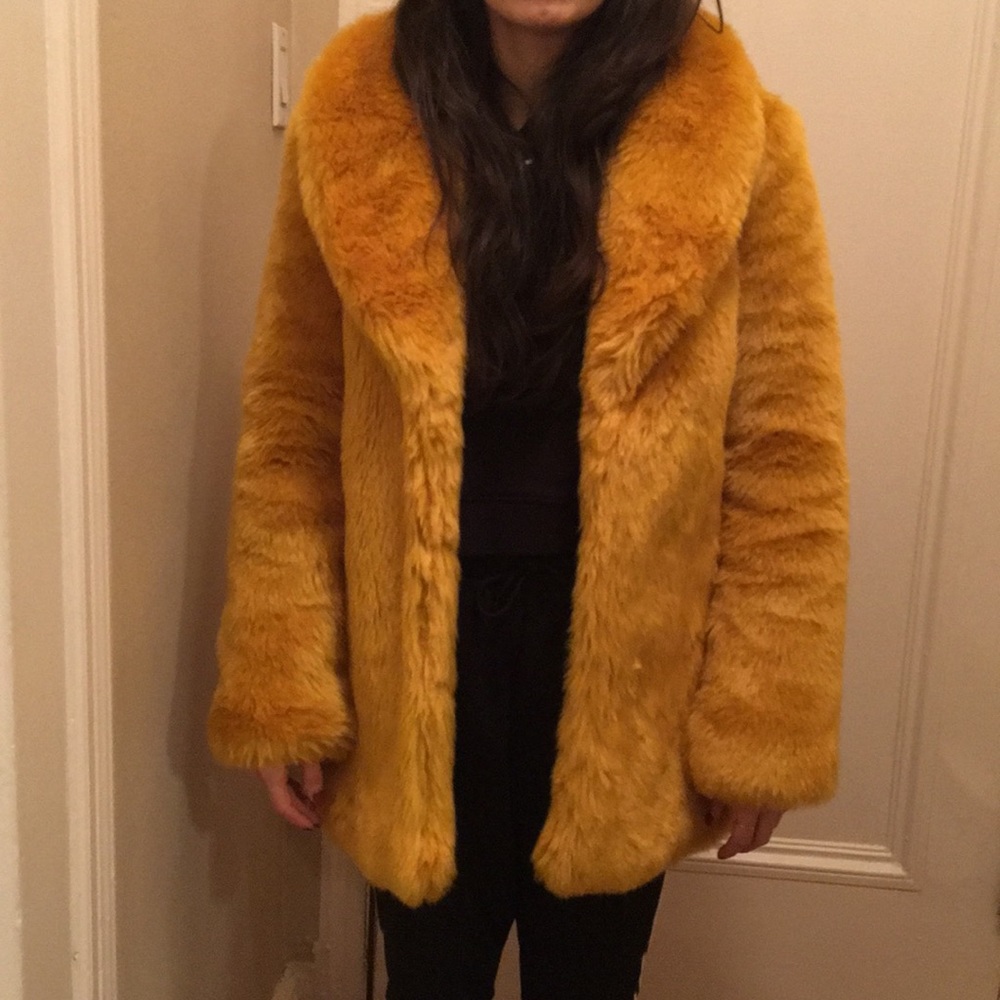 Revolve Yellow Fur Coat *NWOT*